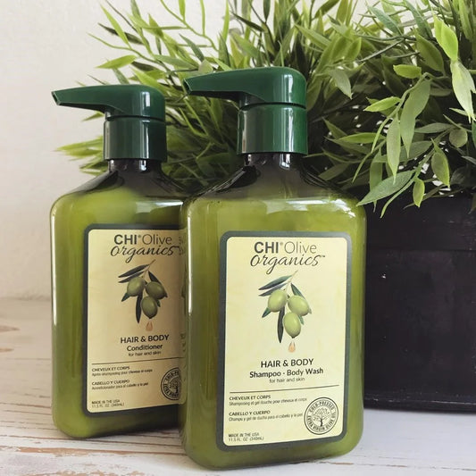 CHI Naturals ar olīveļļu, matu un ķermeņa šampūns, ķermeņa mazgāšanai 340 ml