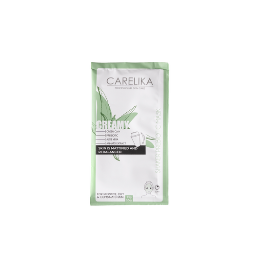 Carelika Shaker Prebiotic Creamy Mask Green Clay 15g | Lika-J