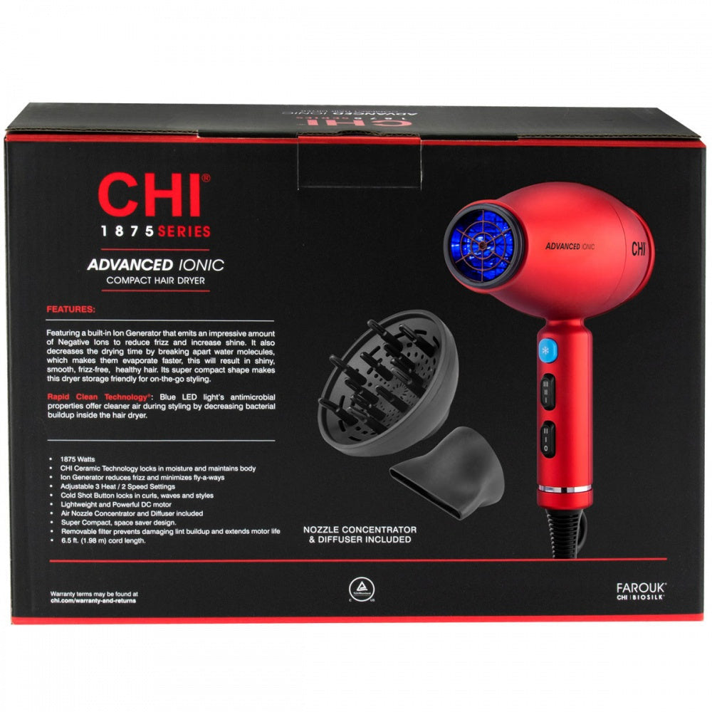 CHI Hair Dryer 1875 Advanced Ionic - Shine, Speed, and Portability