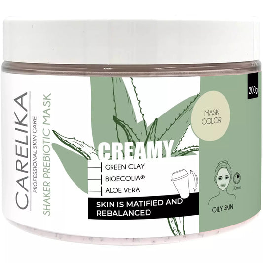 Mattifying Cream Shaker Mask with Prebiotics and Green Clay by Carelika 200g | Lika-J